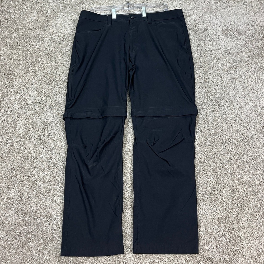 Eddie Bauer Pants Mens 38x30 Black Straight Leg Convertible Tech Hiking Zip Off
